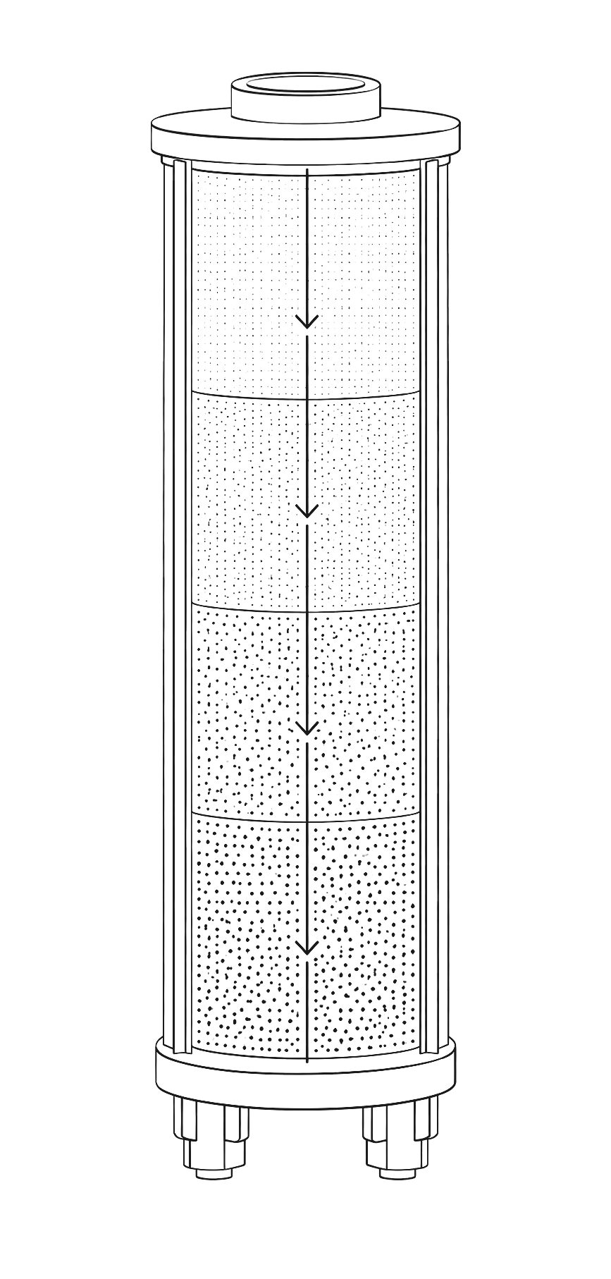 FIIPY Beauty Glow Formula filtration cutaway: Twist-Lock Cartridge, Filtration Layer, Purification Layer, Magnesium Beads
